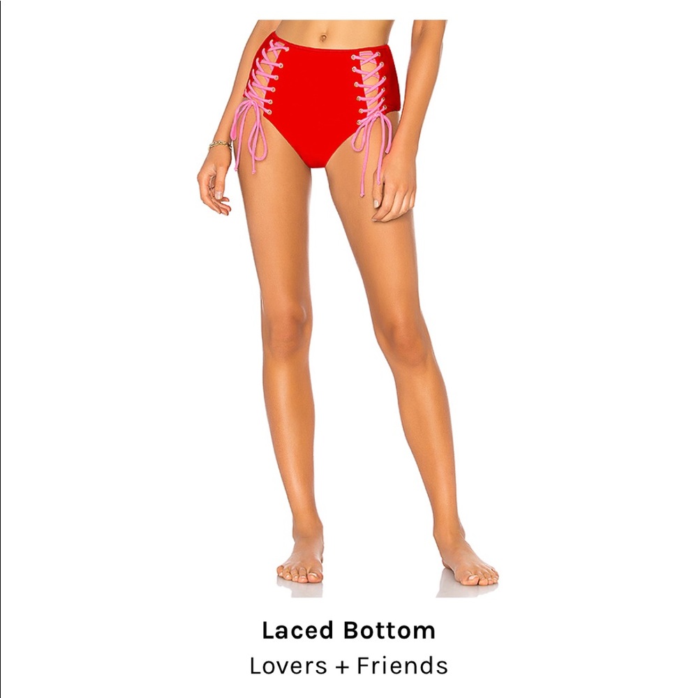Lovers + Friends Laced candy red high waist bikini - Picture 2 of 6
